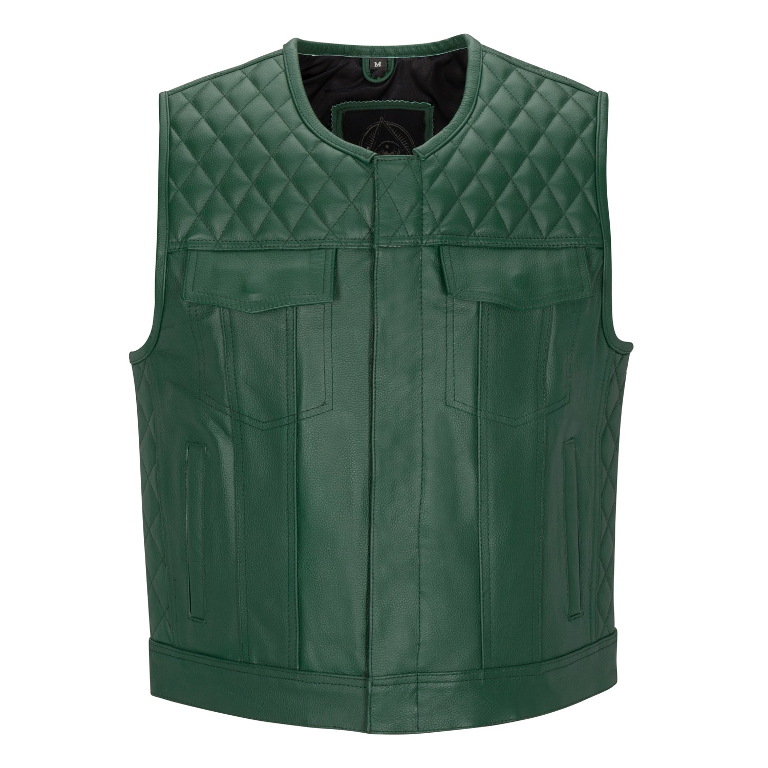 Cuttlanes OG Green leather sleeveless motorcycle vest Tall